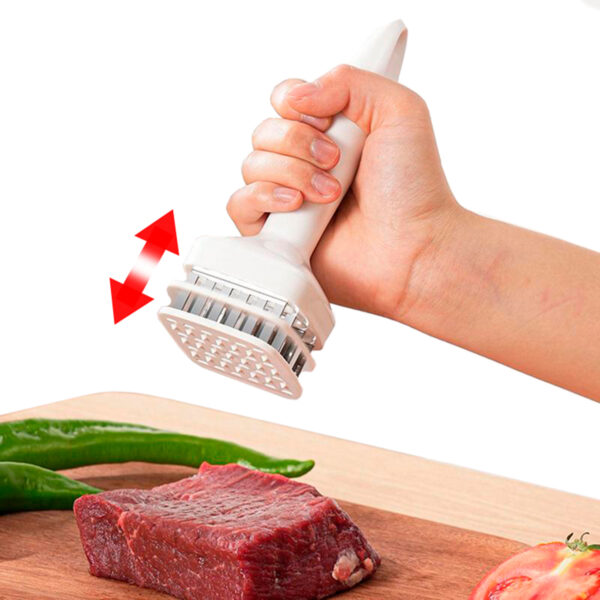 Amaciador De Carne Furador Batedor Manual Inox  Cor: Branco - Image 2